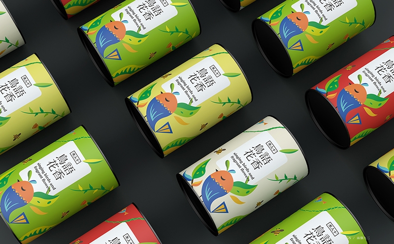 花茶包裝設計,采用插畫的風格為產(chǎn)品設計系列包裝