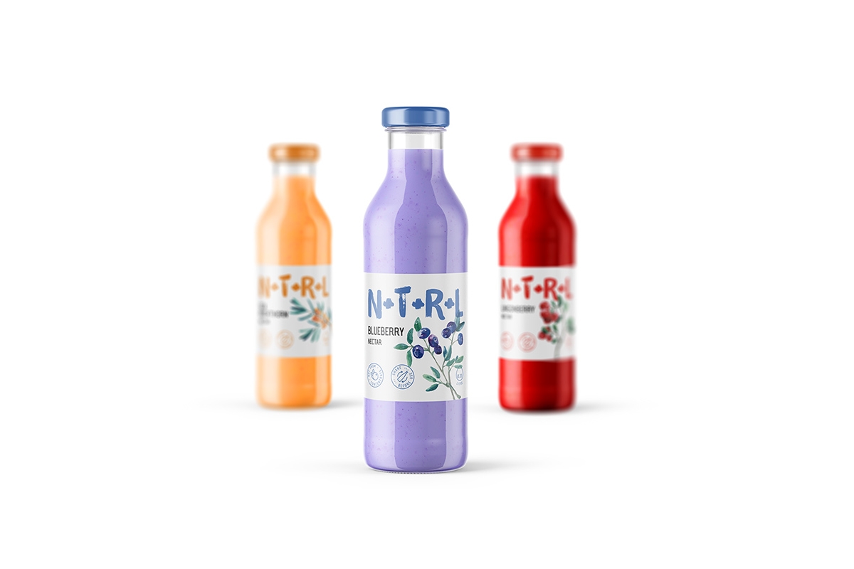 天然飲料，果汁的 品牌的包裝設計