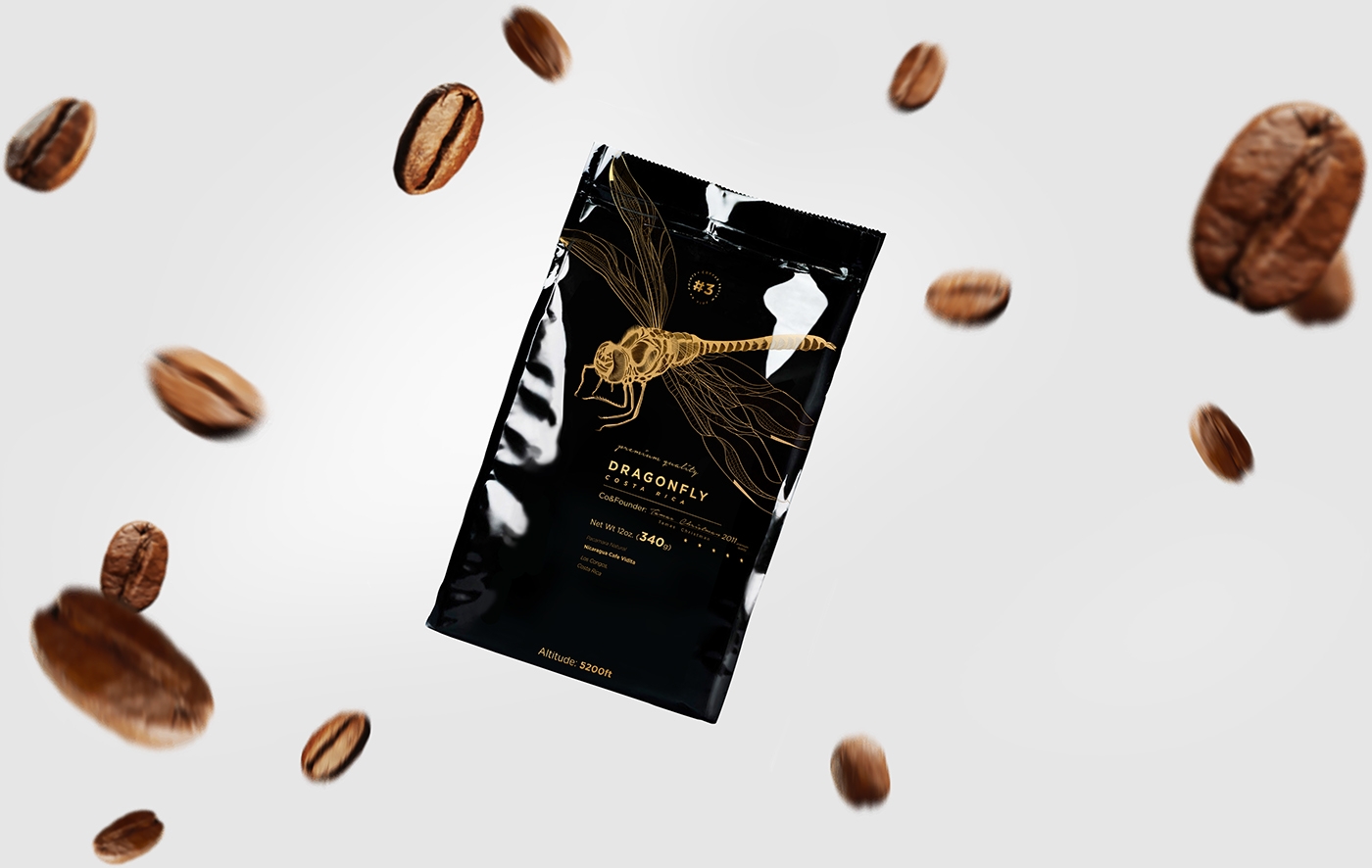 大自然的奇跡，蜻蜓主題的咖啡品牌包裝設計