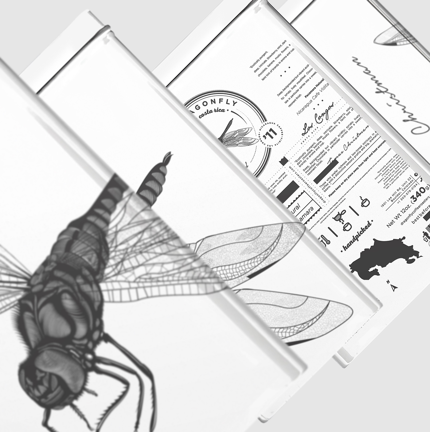 大自然的奇跡，蜻蜓主題的咖啡品牌包裝設計